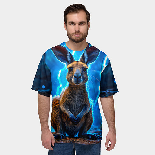 Мужская футболка оверсайз Кенгуру в разрядах молнии / 3D-принт – фото 3