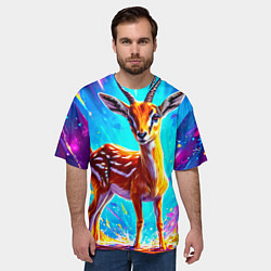 Футболка оверсайз мужская Газель малыш, цвет: 3D-принт — фото 2