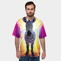 Футболка оверсайз мужская Зебра в ярких лучах, цвет: 3D-принт — фото 2