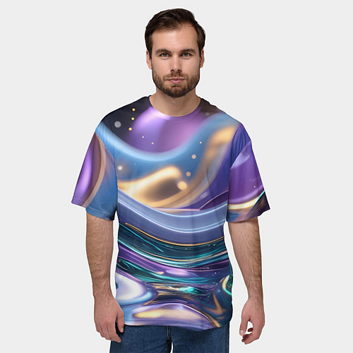 Мужская футболка оверсайз Космическая краска / 3D-принт – фото 3