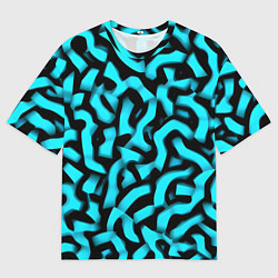 Футболка оверсайз мужская Бирюзовая абстракция, цвет: 3D-принт