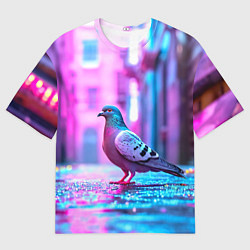 Футболка оверсайз мужская Голубь в ярком городе, цвет: 3D-принт