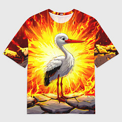 Футболка оверсайз мужская Аист в огне, цвет: 3D-принт