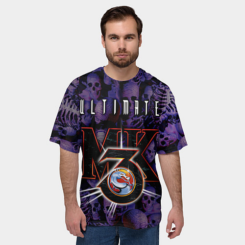 Мужская футболка оверсайз Ultimate mortal kombat logo / 3D-принт – фото 3
