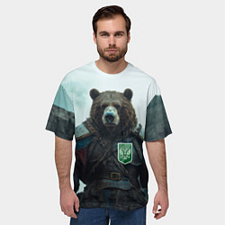 Футболка оверсайз мужская Русский медведь хозяин Тайги, цвет: 3D-принт — фото 2