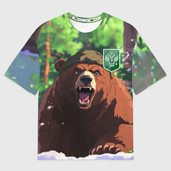 Футболка оверсайз мужская Русский медведь патриот, цвет: 3D-принт