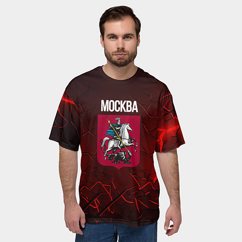 Мужская футболка оверсайз Москва - Россия / 3D-принт – фото 3