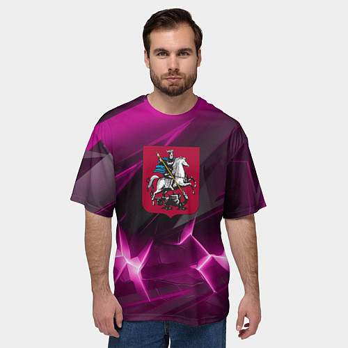 Мужская футболка оверсайз Георгий Победоносец розовый фон / 3D-принт – фото 3