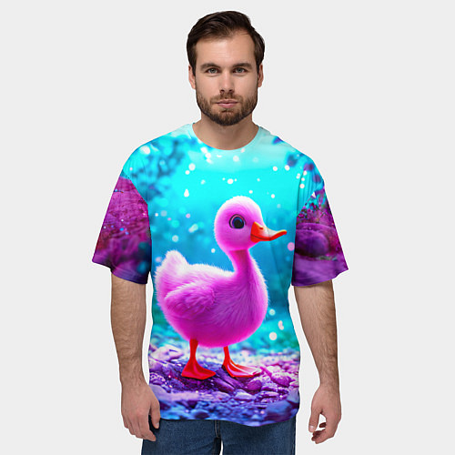 Мужская футболка оверсайз Утеночек / 3D-принт – фото 3