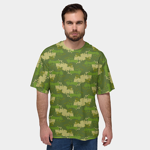 Мужская футболка оверсайз Зеленый камуфляж / 3D-принт – фото 3
