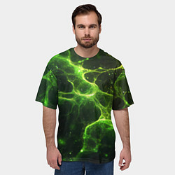 Футболка оверсайз мужская Зеленые волокна текстура, цвет: 3D-принт — фото 2