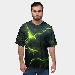 Футболка оверсайз мужская Разбитая плита с зеленым светом, цвет: 3D-принт — фото 2
