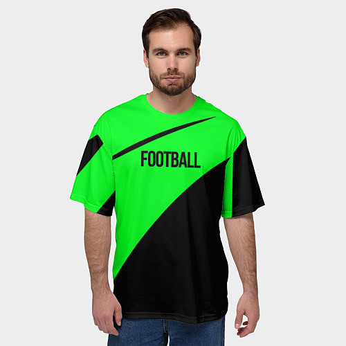 Мужская футболка оверсайз Football чёрно-зелёный / 3D-принт – фото 3