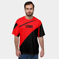 Футболка оверсайз мужская Tennis красно-чёрный, цвет: 3D-принт — фото 2