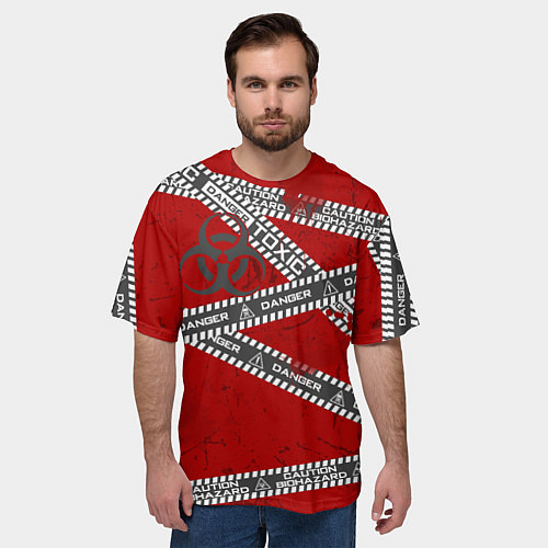 Мужская футболка оверсайз Bio опасность / 3D-принт – фото 3