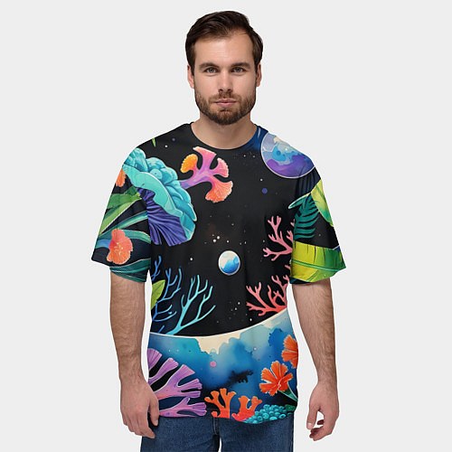 Мужская футболка оверсайз Подводная фантастика / 3D-принт – фото 3