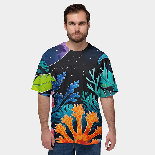 Мужская футболка оверсайз Космические кораллы / 3D-принт – фото 3