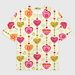Футболка оверсайз мужская Сердечки подборка, цвет: 3D-принт