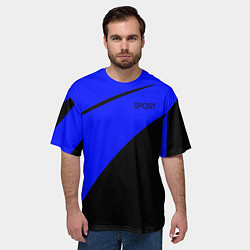 Футболка оверсайз мужская Sport сине-чёрный, цвет: 3D-принт — фото 2