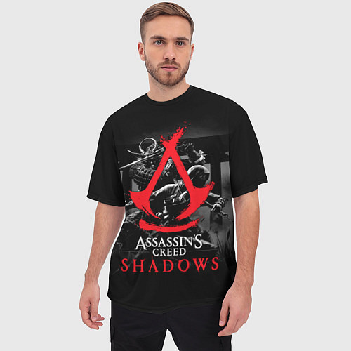 Мужская футболка оверсайз Assassins Creed Shadows - samurai / 3D-принт – фото 3