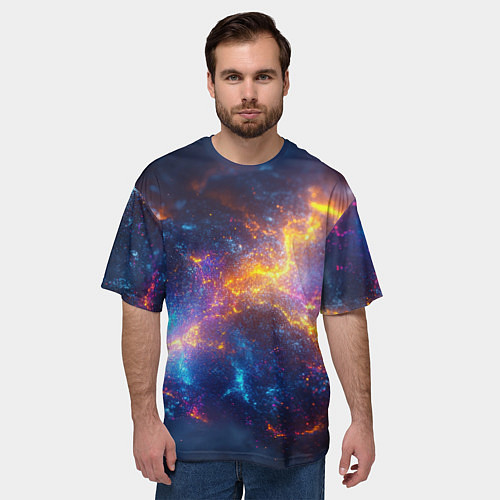 Мужская футболка оверсайз Космическая текстура фон / 3D-принт – фото 3