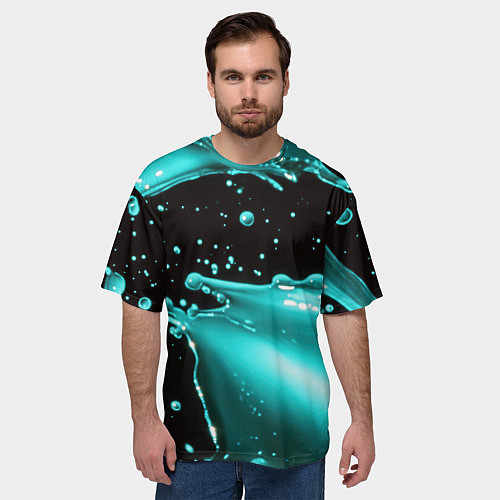 Мужская футболка оверсайз Разрыв голубой краски / 3D-принт – фото 3