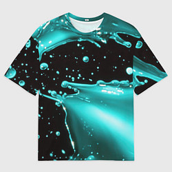 Футболка оверсайз мужская Разрыв голубой краски, цвет: 3D-принт