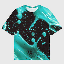 Футболка оверсайз мужская Голубая краска и капли, цвет: 3D-принт