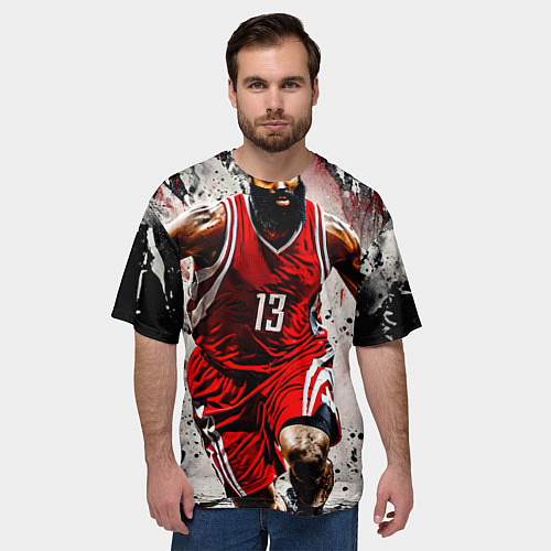 Мужская футболка оверсайз Джеймс Харден с мячом / 3D-принт – фото 3