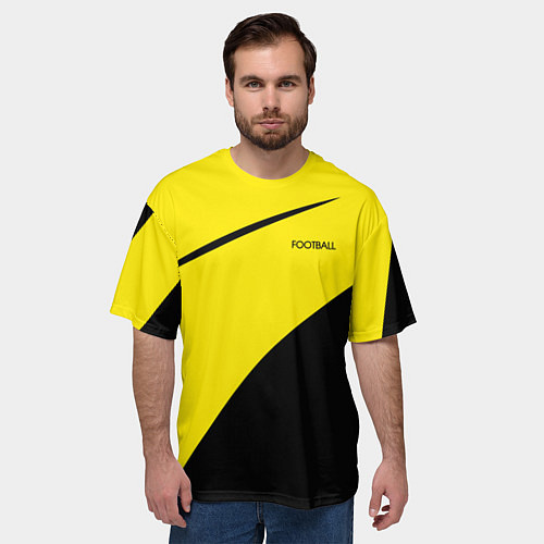 Мужская футболка оверсайз Football жёлто-чёрный двуцветный / 3D-принт – фото 3