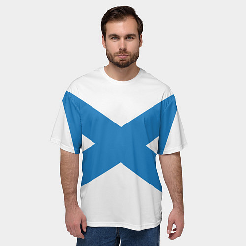 Мужская футболка оверсайз Военно-морской флот: Андреевский флаг / 3D-принт – фото 3