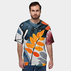 Футболка оверсайз мужская Контрастные листья, цвет: 3D-принт — фото 2