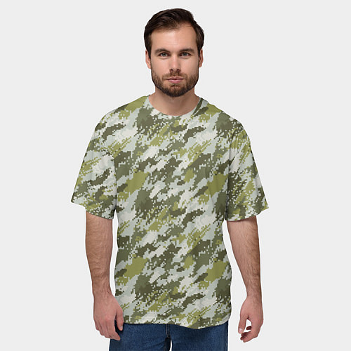 Мужская футболка оверсайз Пиксельный камуфляж / 3D-принт – фото 3