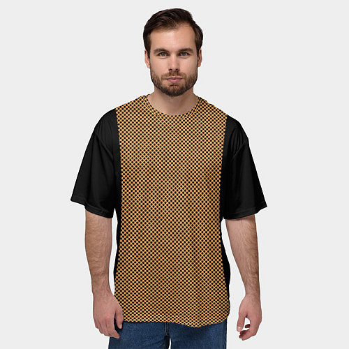 Мужская футболка оверсайз Чёрный с коричневым в горошек / 3D-принт – фото 3