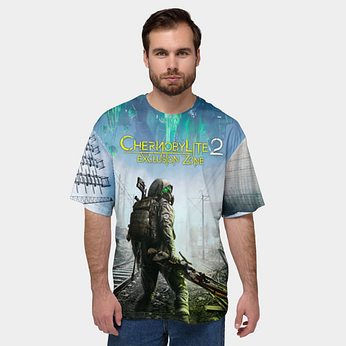 Мужская футболка оверсайз Герой Chernobylite 2 exclusion zone / 3D-принт – фото 3