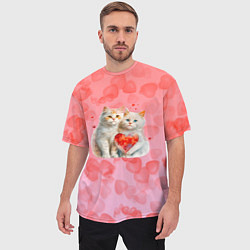 Футболка оверсайз мужская Котята и сердечки, цвет: 3D-принт — фото 2