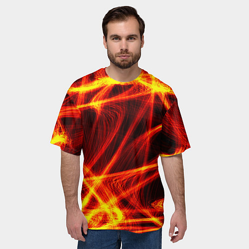 Мужская футболка оверсайз Огненный трек / 3D-принт – фото 3