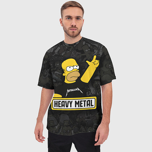 Мужская футболка оверсайз Heavy metal Гомер симпсон / 3D-принт – фото 3