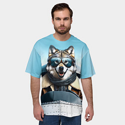 Футболка оверсайз мужская Волк авиатор, цвет: 3D-принт — фото 2