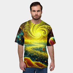 Футболка оверсайз мужская Neon galaxy - ai art fantasy, цвет: 3D-принт — фото 2