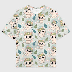 Мужская футболка оверсайз Кошачий камуфляж каваи