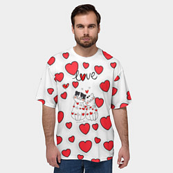 Футболка оверсайз мужская Кошачья романтика, цвет: 3D-принт — фото 2