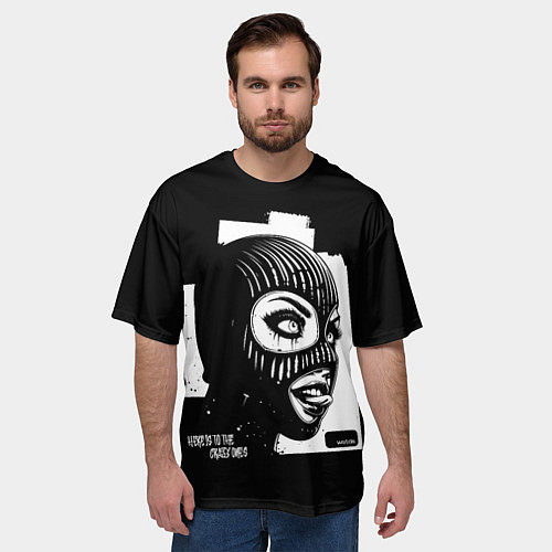 Мужская футболка оверсайз Безумная девушка с языком / 3D-принт – фото 3