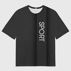 Футболка оверсайз мужская Sport чёрно-серый полоса с затемнением, цвет: 3D-принт