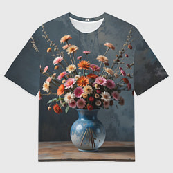 Футболка оверсайз мужская Натюрморт с букетом, цвет: 3D-принт