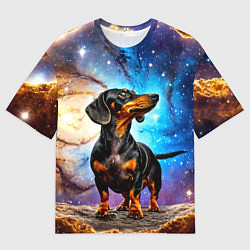 Футболка оверсайз мужская Такса в космосе, цвет: 3D-принт