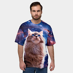 Футболка оверсайз мужская Невская маскарадная кошка в космосе, цвет: 3D-принт — фото 2