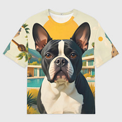 Футболка оверсайз мужская Бульдог и лето, цвет: 3D-принт