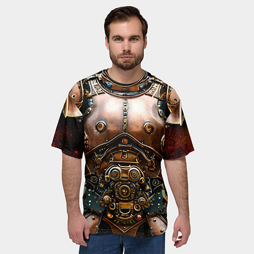 Мужская футболка оверсайз Рыцарские доспехи фэнтези Стимпанк / 3D-принт – фото 3