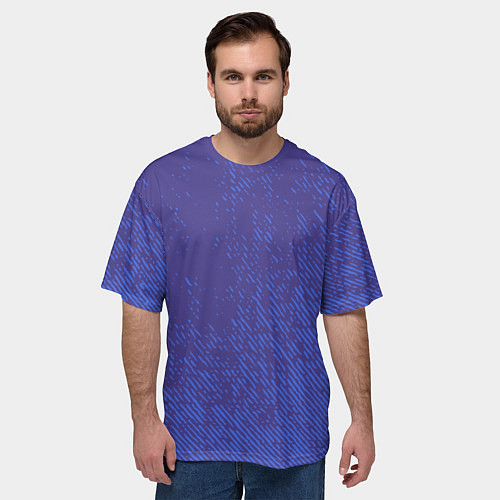 Мужская футболка оверсайз Джинс с потертостями-синий / 3D-принт – фото 3